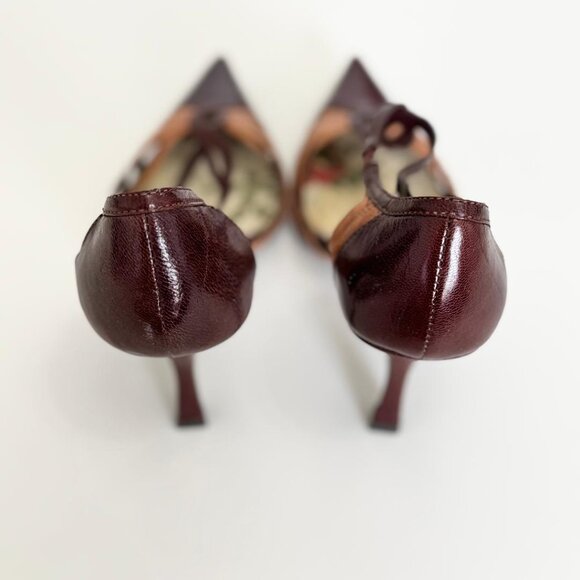 New Burgundy & Tan Strappy Closed Toe Heels Shoes by Charles David, Size 6.5 - Picture 4 of 9